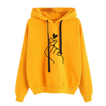 Finger Heart Tasarımlı Oversize Hoodie