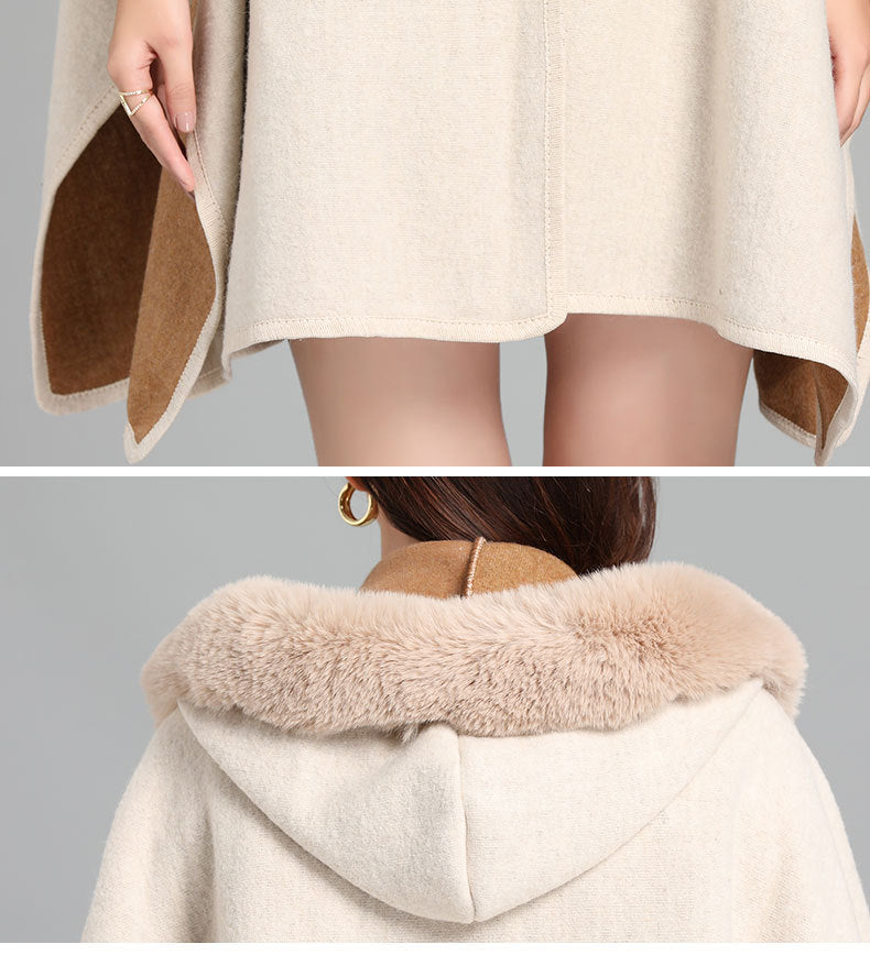 Kapüşonlu & Peluş Yakalı Pelerin Kaban