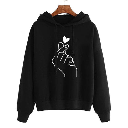 Finger Heart Tasarımlı Oversize Hoodie